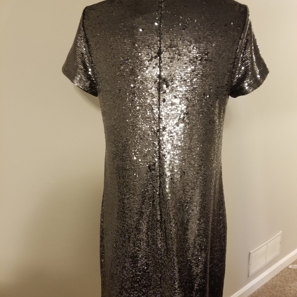 Women's Silver Sequin Shirtdress - Picture 2 of 5